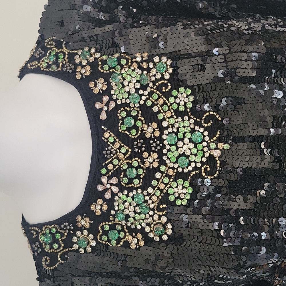 Mac Duggal Black Sequined Column Gown - Picture 6 of 16